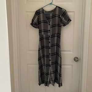Plaid Midi Button Up Dress